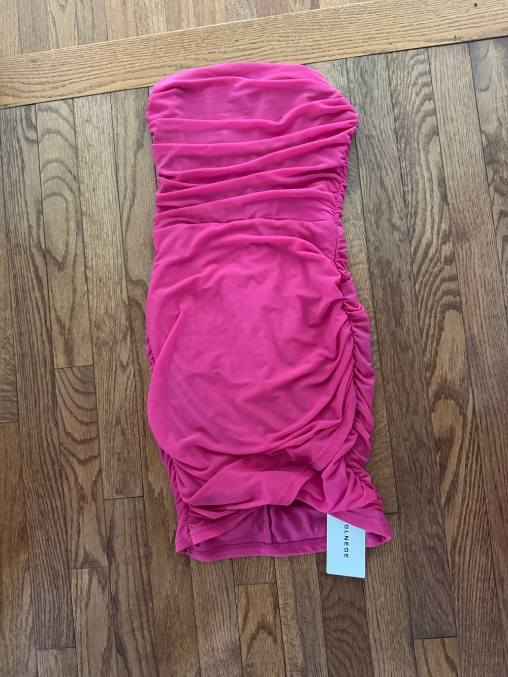 Strapless Ruched Bandeau Top - Hot Pink